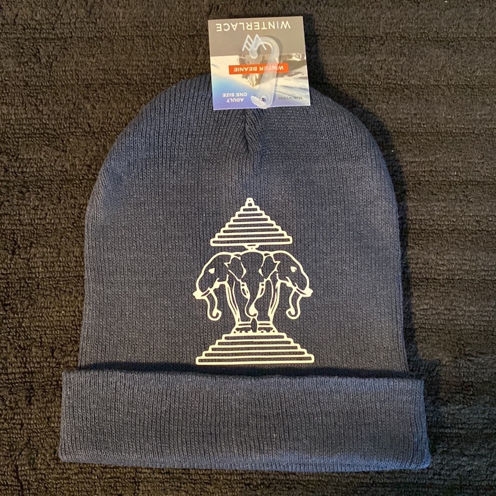 Lao - 3 Elephants Beanie Navy Blue